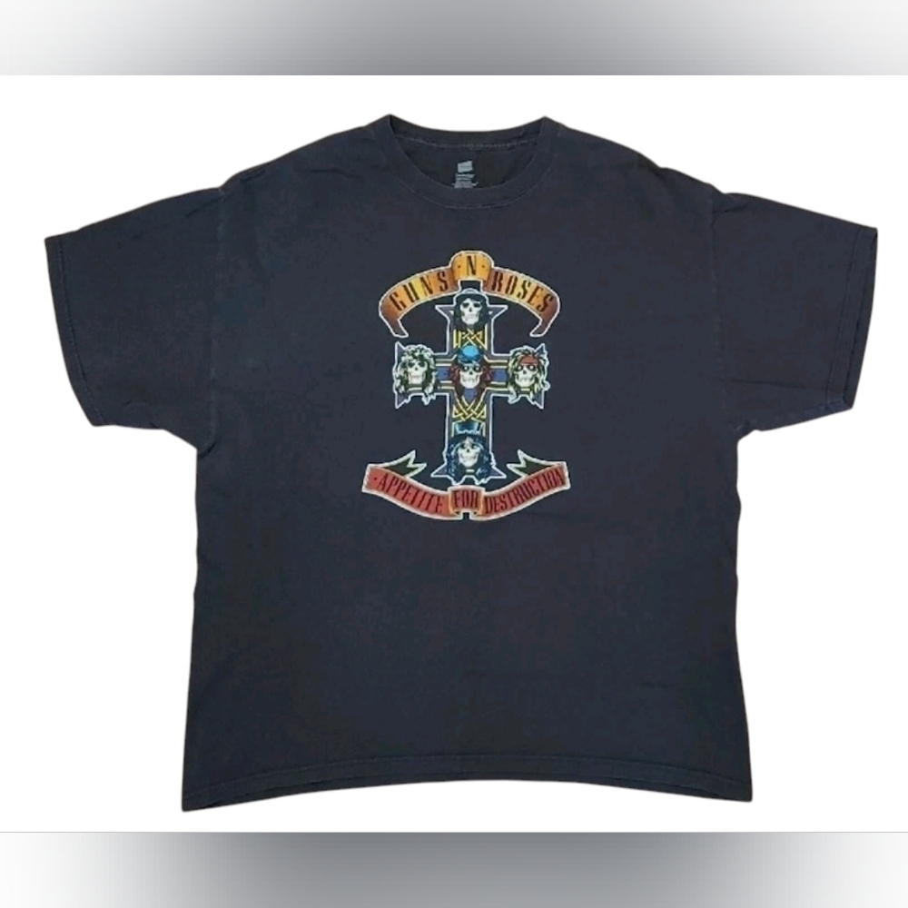 Vtg Y2K Guns N' Roses Appetite for Destruction Print Hanes T-Shirt Size (XL) - Picture 2 of 4